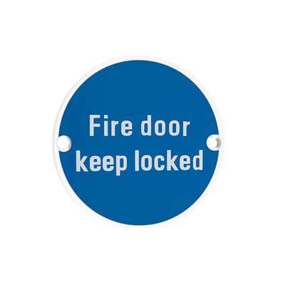 Zoo Hardware ZSS Door Sign - Fire Door Keep Locked, Powder Coated White - ZSS10-PCW POWDER COATED WHITE