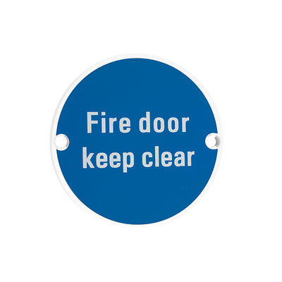 Zoo Hardware ZSS Door Sign - Fire Door Keep Clear, Powder Coated White - ZSS11-PCW POWDER COATED WHITE