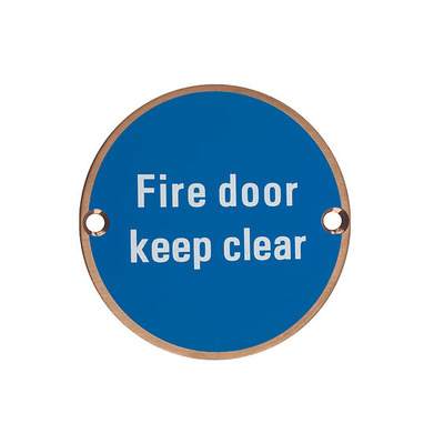 Zoo Hardware ZSS Door Sign - Fire Door Keep Clear, PVD Bronze - ZSS11-PVDBZ PVD BRONZE