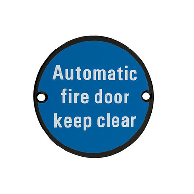 Zoo Hardware ZSS Door Sign - Automatic Fire Door Keep Clear, Powder Coated Black - ZSS12-PCB POWDER COATED BLACK