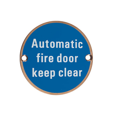 Zoo Hardware ZSS Door Sign - Automatic Fire Door Keep Clear, PVD Bronze - ZSS12-PVDBZ PVD BRONZE