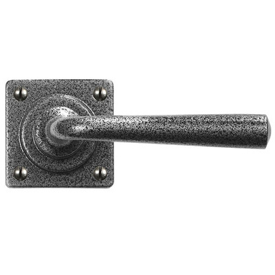 Stonebridge Padstow Door Handles On Square Rose, Armor Coat Forged Steel - NFS601 (Sold In Pairs) ARMOR COAT FORGED STEEL