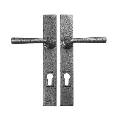Stonebridge Padstow Multipoint Door Handles (250mm Backplate - 92mm C/C), Armor Coat Forged Steel - NFS605 (Sold In Pairs) PASSAGE (UN-SPRUNG)