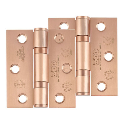 Zoo Hardware 3 Inch Grade 11 (Square OR Radius Edge) Ball Bearing Hinge, Tuscan Rose Gold - ZHSS7667S-TRG (sold in pairs) 76mm x 67mm x 2.5mm - SQUARE CORNER
