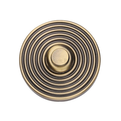 Heritage Brass Reeded Bell Push (53mm Diameter), Antique Brass - RR1186-AT ANTIQUE BRASS