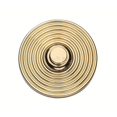 Heritage Brass Reeded Bell Push (53mm Diameter), Polished Brass - RR1186-PB POLISHED BRASS