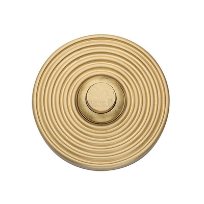 Heritage Brass Reeded Bell Push (53mm Diameter), Satin Brass - RR1186-SB SATIN BRASS