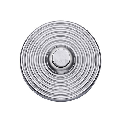 Heritage Brass Reeded Bell Push (53mm Diameter), Satin Chrome - RR1186-SC SATIN CHROME