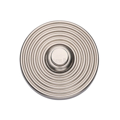 Heritage Brass Reeded Bell Push (53mm Diameter), Satin Nickel - RR1186-SN SATIN NICKEL