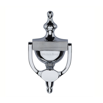 Heritage Brass Reeded Urn Knocker (195mm), Polished Chrome - RR912 195-PC POLISHED CHROME