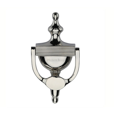 Heritage Brass Reeded Urn Knocker (195mm), Polished Nickel - RR912 195-PNF POLISHED NICKEL