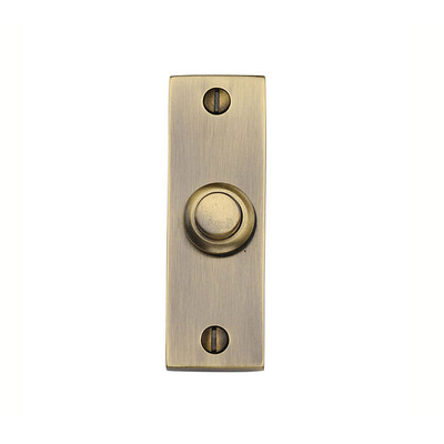 Heritage Brass Rectangular Bell Push (76mm x 25mm), Antique Brass - V1182-AT ANTIQUE BRASS