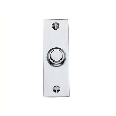 Heritage Brass Rectangular Bell Push (76mm x 25mm), Satin Chrome - V1182-SC SATIN CHROME