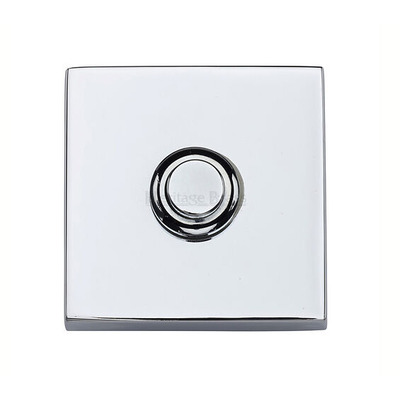 Heritage Brass Square Bell Push (54mm x 54mm), Polished Chrome - V1188-PC POLISHED CHROME