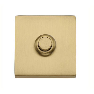 Heritage Brass Square Bell Push (54mm x 54mm), Satin Brass - V1188-SB SATIN BRASS