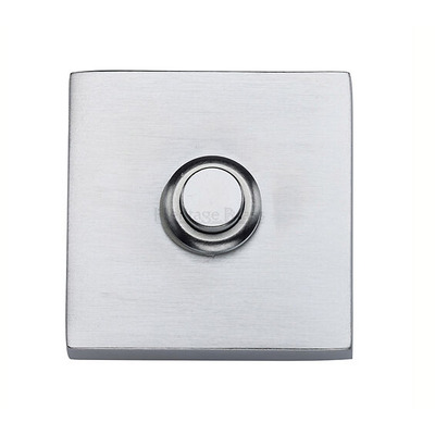 Heritage Brass Square Bell Push (54mm x 54mm), Satin Chrome - V1188-SC SATIN CHROME