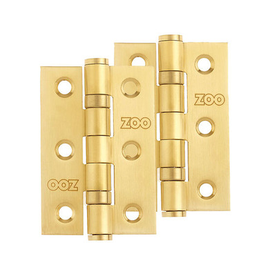 Zoo Hardware 3 Inch Grade 201 Hinge, PVD Satin Brass - ZHSS232-PVDSB (sold in pairs) PVD SATIN BRASS - 76mm x 50mm x 2mm