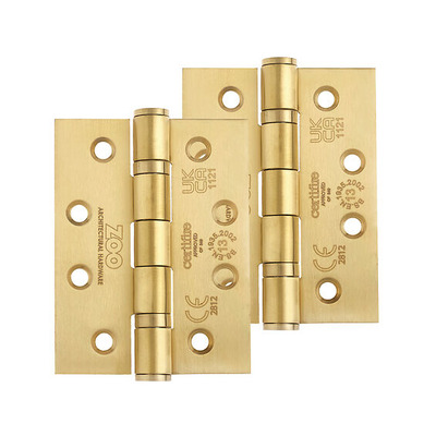 Zoo Hardware 4 Inch Grade 13 Ball Bearing Hinge, PVD Satin Brass - ZHSS243-PVDSB (sold in pairs) PVD SATIN BRASS - 102mm x 75mm x 3mm