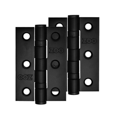 Zoo Hardware 3 Inch Grade 201 Hinge, Matt Black - ZHSS232-MB (sold in pairs) MATT BLACK - 76mm x 50mm x 2mm