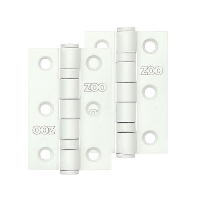 Zoo Hardware 3 Inch Grade 201 Hinge, Powder Coated White - ZHSS232-PCW (sold in pairs) POWDER COATED WHITE - 76mm x 50mm x 2mm