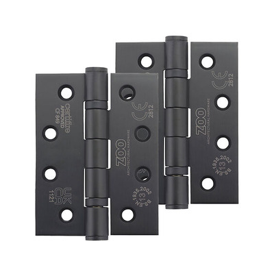 Zoo Hardware 4 Inch Grade 13 Ball Bearing Hinge, Matt Black - ZHSS243-MB (sold in pairs) MATT BLACK - 102mm x 75mm x 3mm