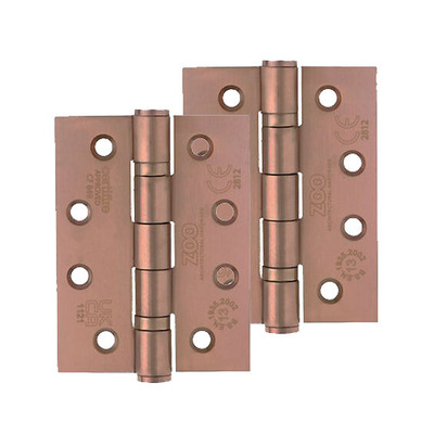 Zoo Hardware 4 Inch Grade 13 Ball Bearing Hinge, PVD Satin Bronze - ZHSS243-PVDBZ (sold in pairs) PVD SATIN BRONZE - 102mm x 75mm x 3mm