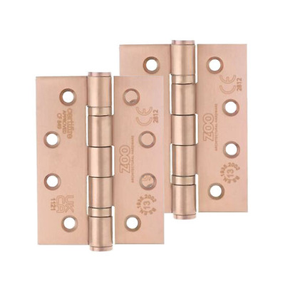 Zoo Hardware 4 Inch Grade 13 Ball Bearing Hinge, Tuscan Rose Gold - ZHSS243-TRG (sold in pairs) TUSCAN ROSE GOLD - 102mm x 75mm x 3mm (RADIUS EDGE)