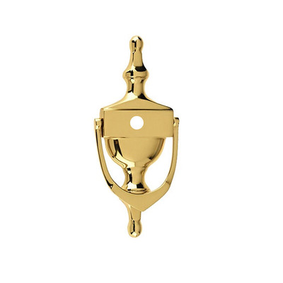 Mila ProLinea Victorian Urn Door Knocker With Spy Hole (6" OR 8"), Polished Gold Finish - 590024 POLISHED GOLD - 6" WITH HOLE IN CENTRE