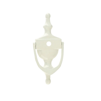 Mila ProLinea Victorian Urn Door Knocker With Spy Hole (6" OR 8"), White Finish - 590028 WHITE - 6" WITH HOLE IN CENTRE