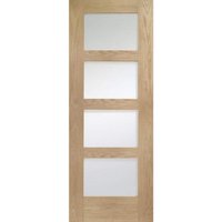 XL Joinery Internal Oak Shaker Obscure Glass Fire Door FD30 838mm Engineered Oak