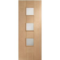 XL Joinery Messina Fully Finished Oak Clear Glazed Internal Flush Door - 1981mm x 762mm (78 inch x 30 inch) Engineered Oak