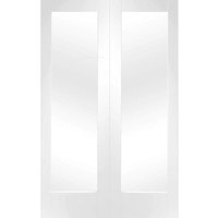 XL Joinery Pattern 10 White Primed Glazed Internal Door Pair - 1981mm x 1524mm (78 inch x 60 inch) MDF