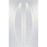 XL Joinery Salerno White Primed Glazed Internal Door Pair - 1981mm x 1524mm (78 inch x 60 inch) MDF