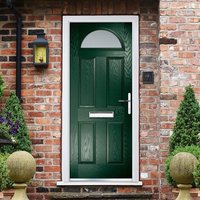 Crystal Left Hand Fully Finished 4 Panel Dark Green Composite Glazed Front Door - 2055mm x 920mm (80.9 x 36.2 inch) Crystal-Direct