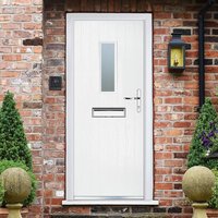 Crystal Left Hand Fully Finished White Composite Glazed Front Door - 2055mm x 920mm (80.9 x 36.2 inch) Crystal-Direct