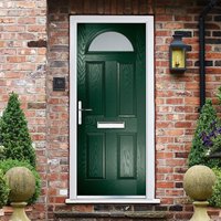 Crystal Right Hand Fully Finished 4 Panel Dark Green Composite Glazed Front Door - 2055mm x 920mm (80.9 x 36.2 inch) Crystal-Direct