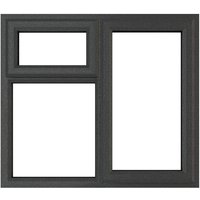 Crystal Right hand Side hung with Top Opening, Over Fixed Light Grey uPVC Casement Clear Glazed Window - 1190mm x 1115mm Crystal-Direct