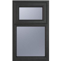 Crystal Top Hung Opening Over Fixed Light Grey uPVC Casement Obscure Glazed Window 610mm x 1115mm Crystal-Direct