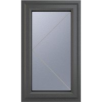 Crystal Triple GlazedLeft Hand Side Hung Obscure Grey/White Window - 610mm x 1190mm uPVC Crystal-Direct