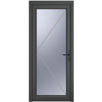 Crystal Triple Glazed Left Hand Side Hung Obscure Full Glass Grey/White Single Door - 920mm x 2090mm uPVC Crystal-Direct