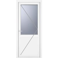 Crystal Triple Glazed Left Hand Side Hung Obscure Half Panel White Single Door - 890mm x 2090mm uPVC Crystal-Direct