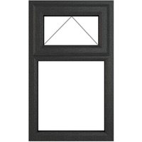 Crystal Triple GlazedTop Hung Opening Over Fixed Light Clear Grey/White Window - 610mm x 1190mm uPVC Crystal-Direct