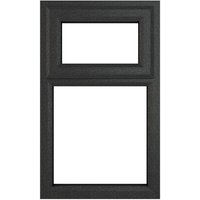 Crystal Triple Glazed Top Hung Opening Over Fixed Light Clear Grey/White Window - 1190mm x 965mm uPVC Crystal-Direct