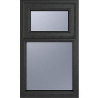 Crystal Triple Glazed Top Hung Opening Over Fixed Light Obscure Grey/White Window - 905mm x 965mm uPVC Crystal-Direct