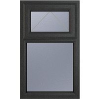 Crystal Triple Glazed Top Hung Opening Over Fixed Light Obscure Grey/White Window - 610mm x 965mm uPVC Crystal-Direct