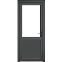 Crystal uPVC Grey Clear Glazed 2 Panel Left Hand Open Single Door - 2090mm x 920mm (82.3x36.2 inch) Crystal-Direct