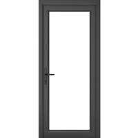 Crystal uPVC Grey Clear Glazed Full Glass Right Hand Open Single Door - 2090mm x 840mm (82.3x33 inch) Crystal-Direct