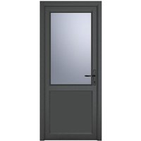 Crystal uPVC Grey Obscure Glazed 2 Panel Left Hand Open Single Door - 2090mm x 920mm (82.3x36.2 inch) Crystal-Direct