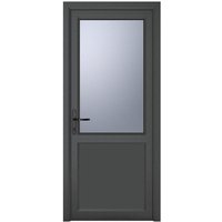 Crystal uPVC Grey Obscure Glazed 2 Panel Right Hand Open Single Door - 2090mm x 890mm (82.3x35 inch) Crystal-Direct