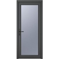 Crystal uPVC Grey Obscure Glazed Full Glass Right Hand Open Single Door - 2090mm x 920mm (82.3x36.2 inch) White Crystal-Direct